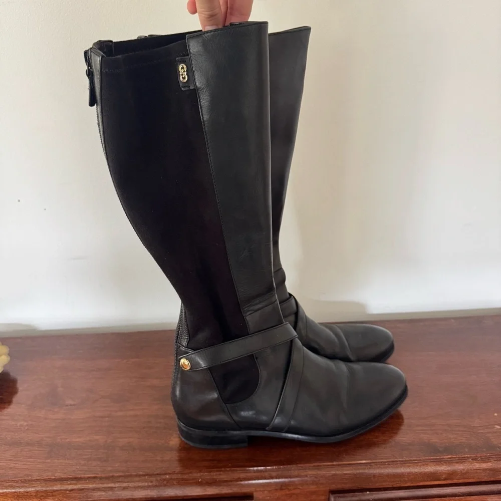 Cole Haan Parsonage Boot Tall Black Leather And Suede Women’s Size 8 Riding